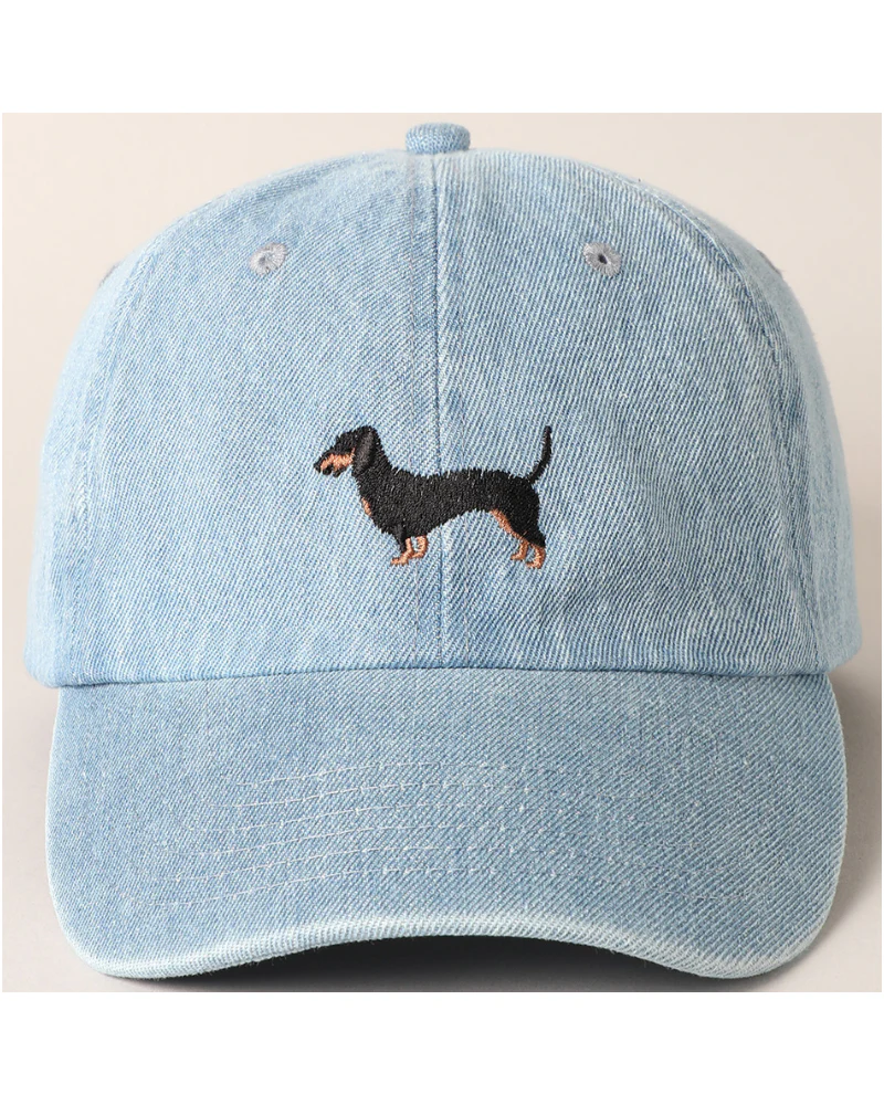 Dachshund Embroidered Denim Hat - Image 4
