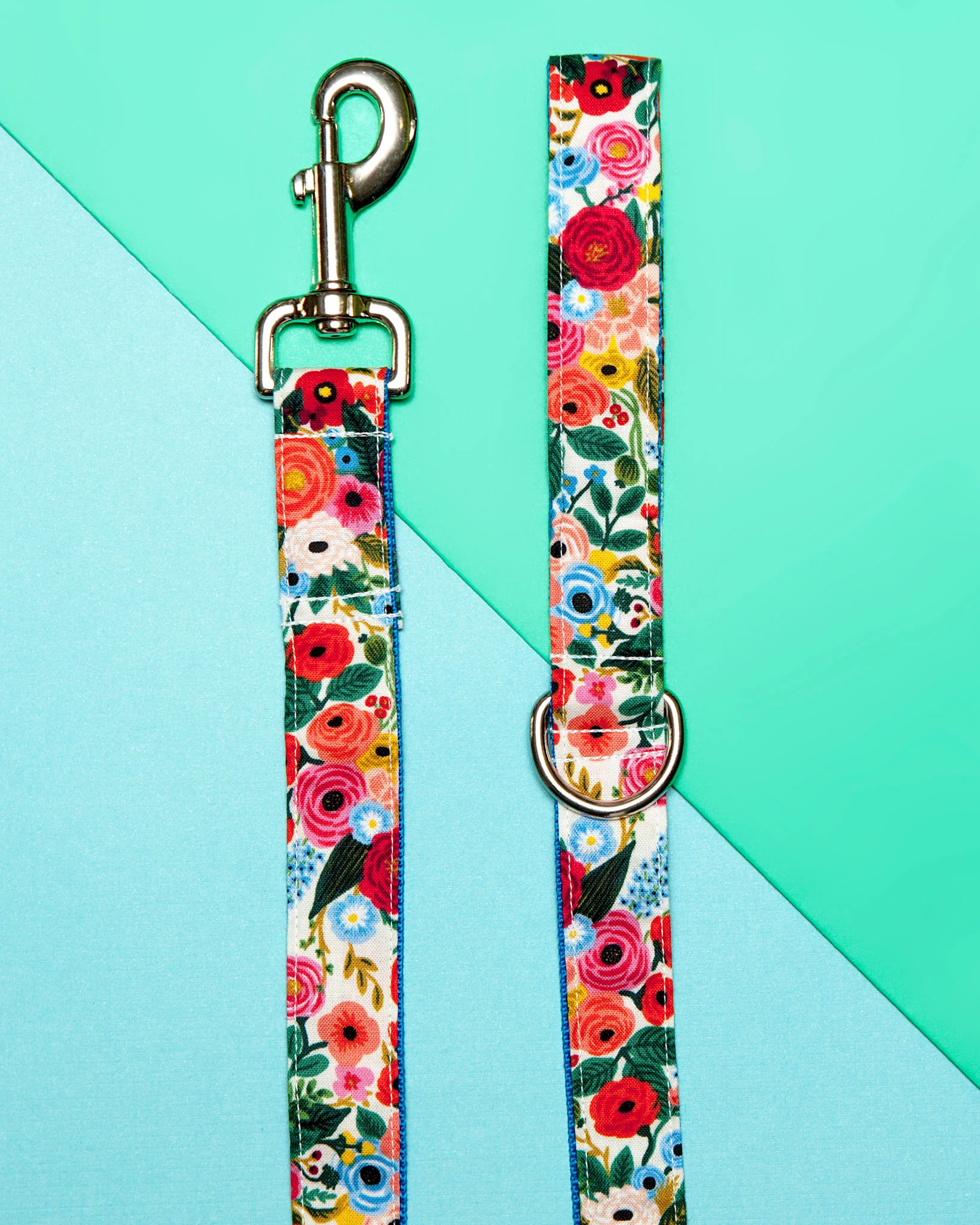 Blue Floral Print Dog Leash (Made in the USA)