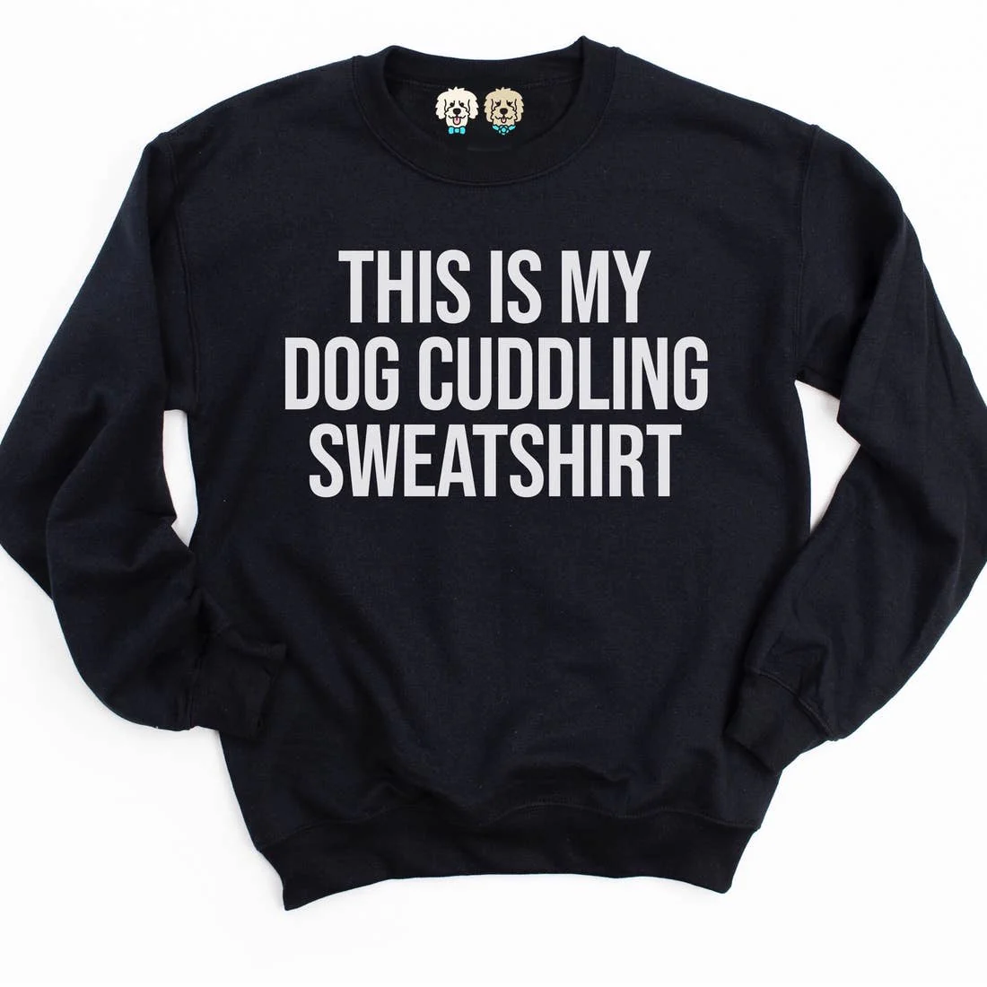 Dog Cuddling Crewneck Sweatshirt in Black (FINAL SALE) - Image 2
