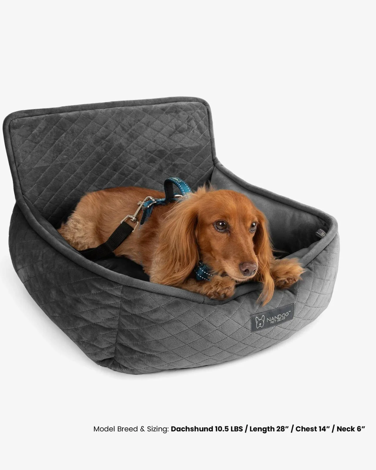 Dark Grey Quilted Dog Car Seat - Image 4