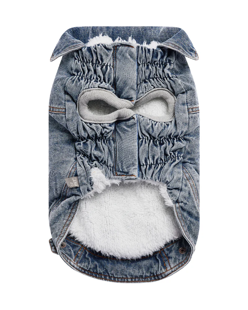 Denim Shearling Dog Jacket in Light Wash (FINAL SALE) - Image 9