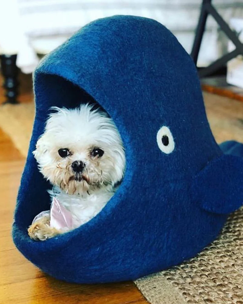 Blue Whale Wool Pet Cave - Image 6