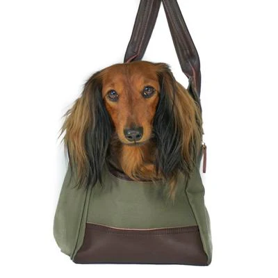DJANGO | Waxed Canvas + Leather Pet Tote in Olive - Image 3