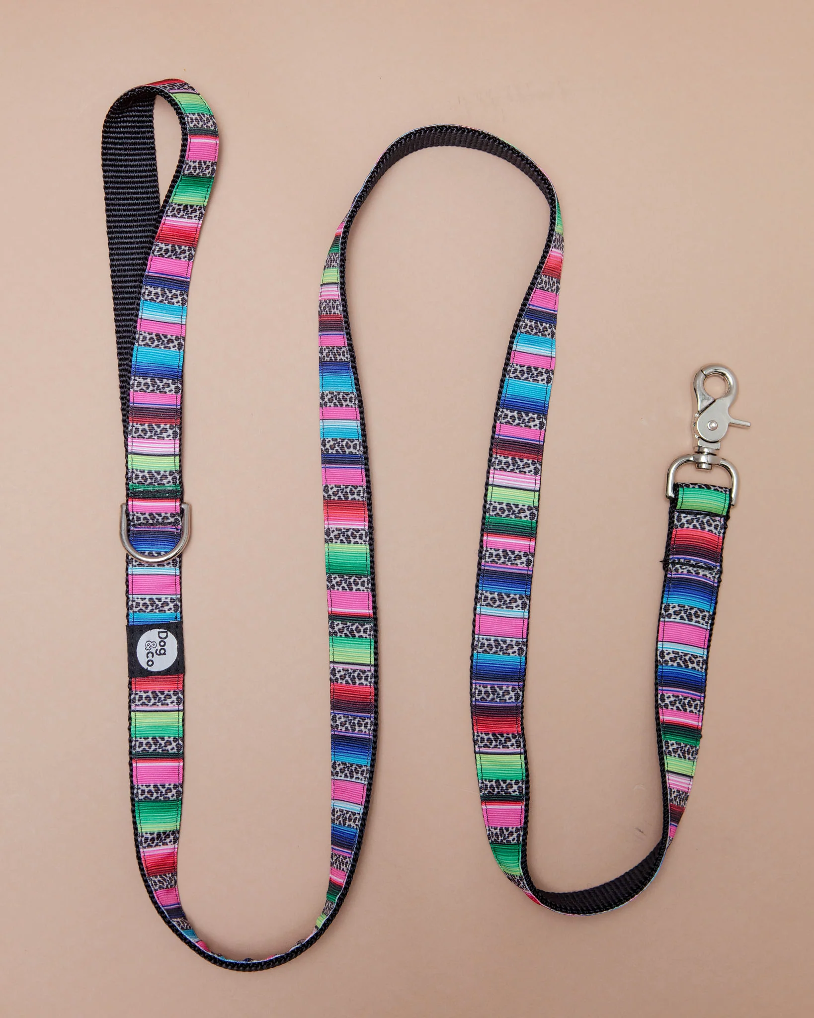 Rainbow Serape + Leopard Dog Leash (Made in NYC) - Image 4