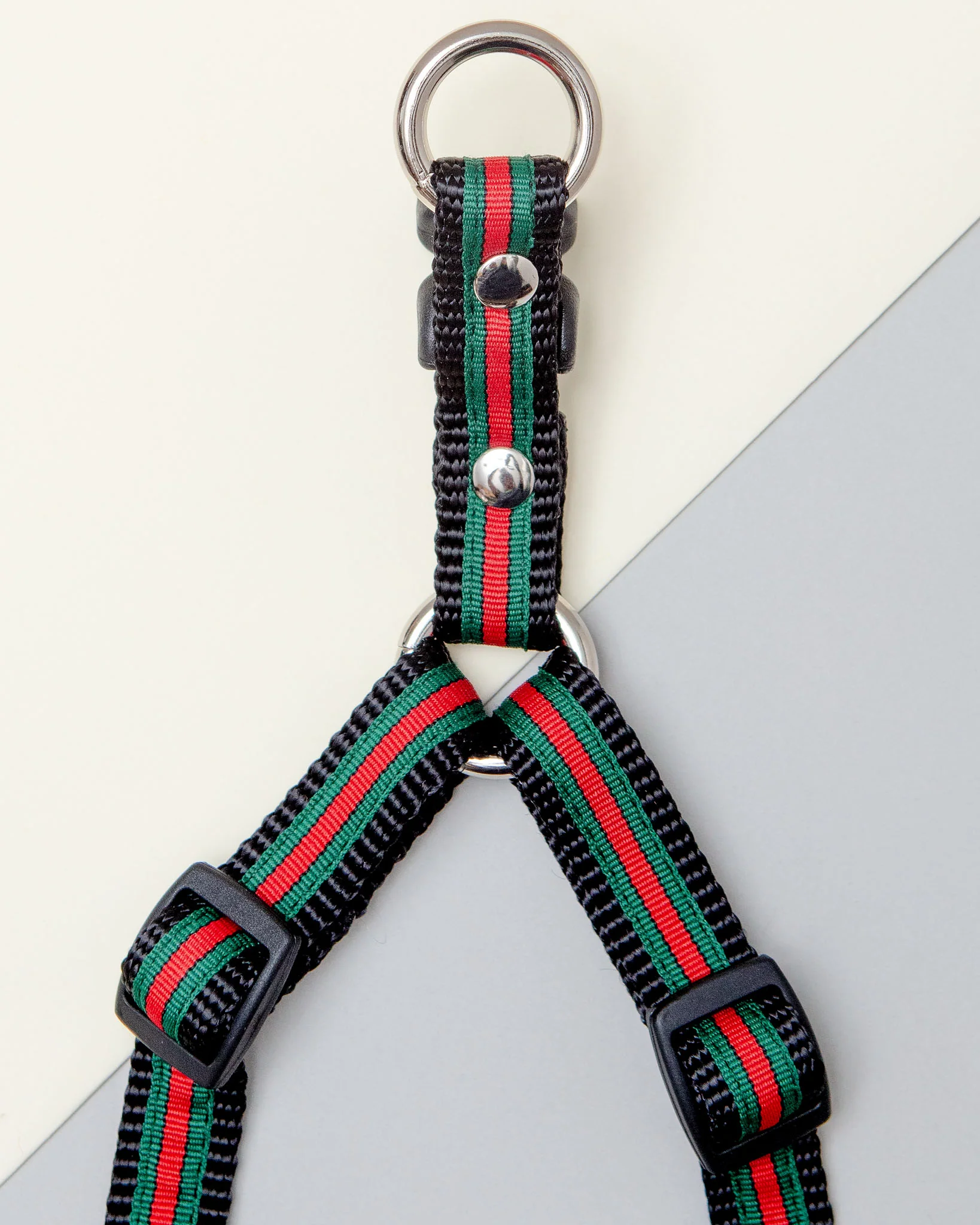 Step-In Dog Harness in Luxe Green & Red Stripe (Made in NYC) - Image 4