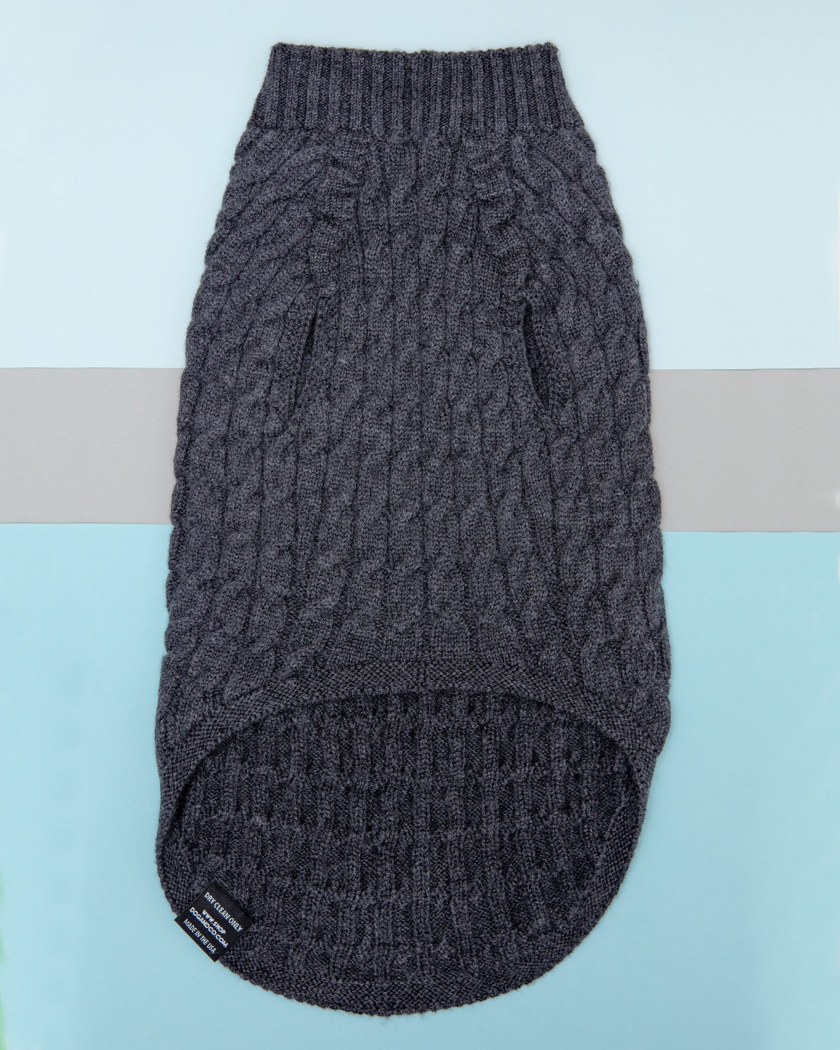 The Uptown Cable Knit Sweater in City Slush Grey Merino Wool (Made in NYC) (FINAL SALE) - Image 6