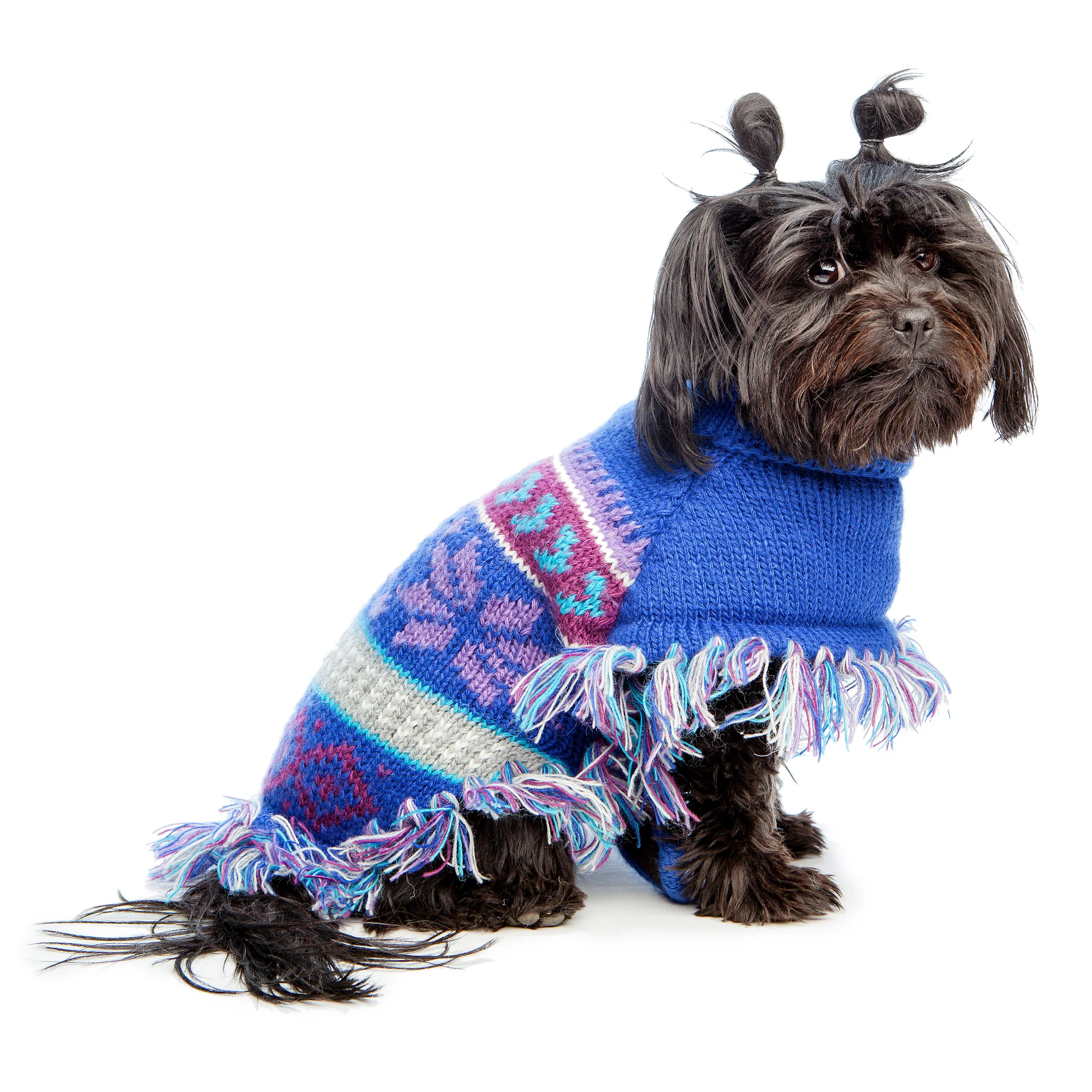 PERUVIAN KNITS | Blue Snowflake Sweater Poncho - Image 2
