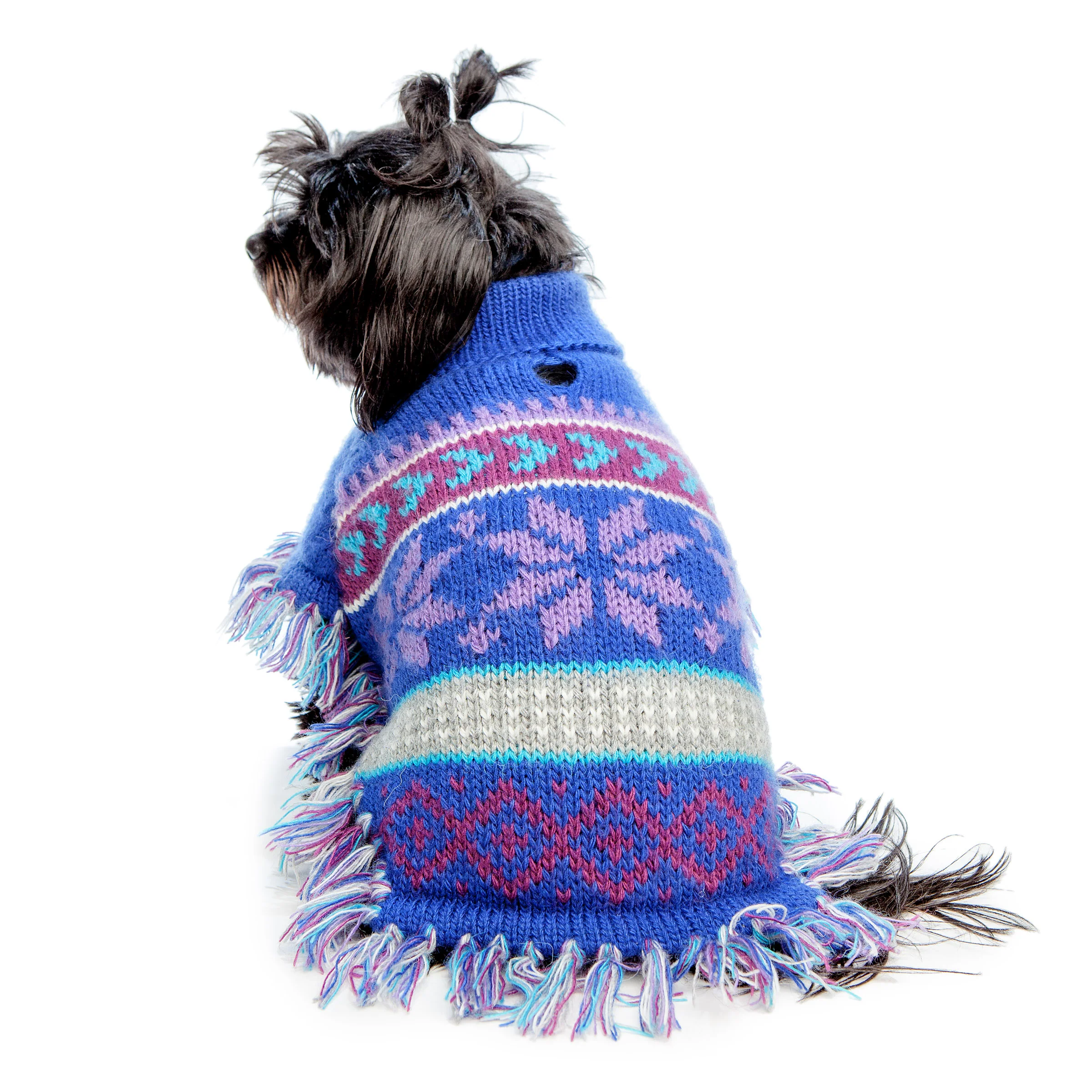 PERUVIAN KNITS | Blue Snowflake Sweater Poncho - Image 3