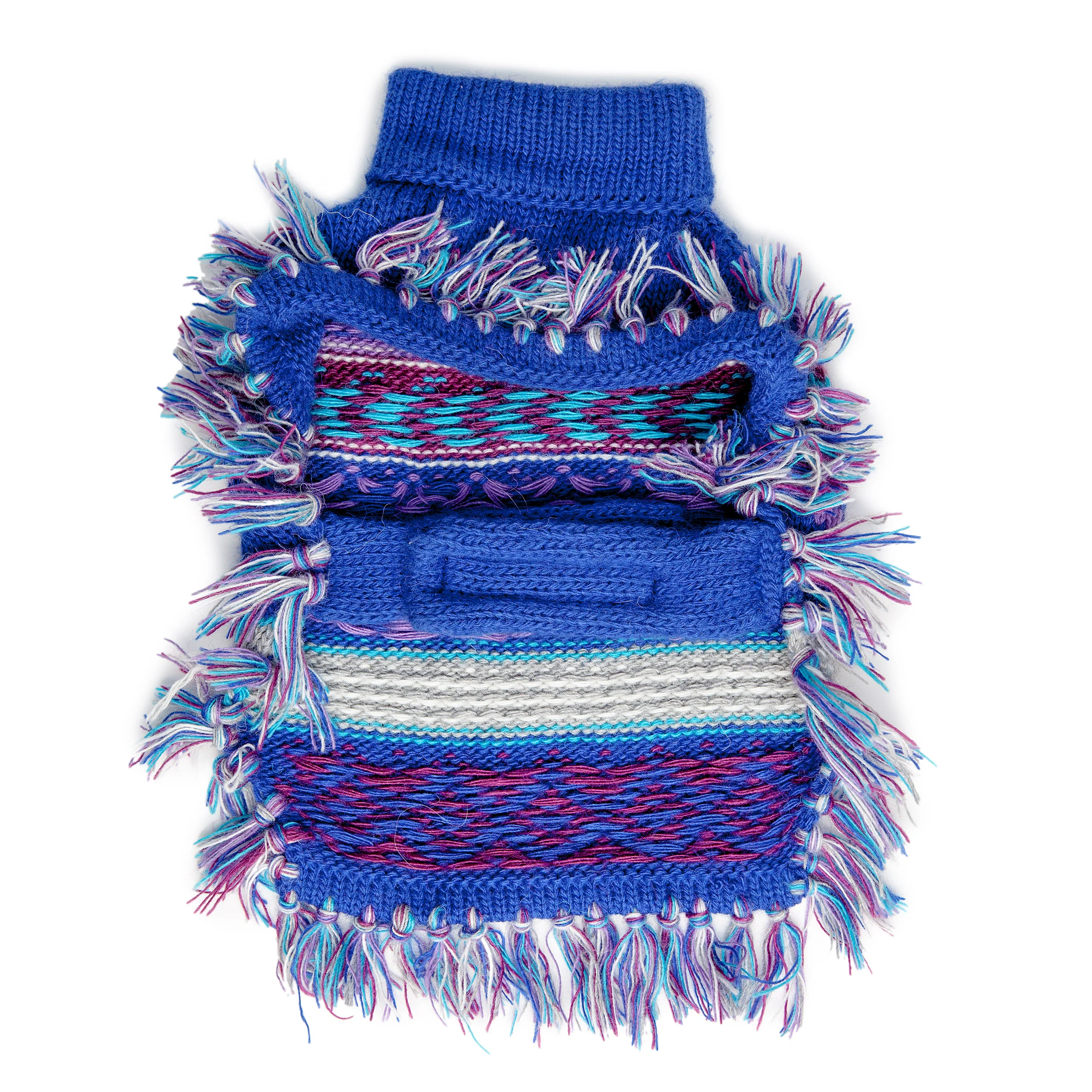 PERUVIAN KNITS | Blue Snowflake Sweater Poncho - Image 5