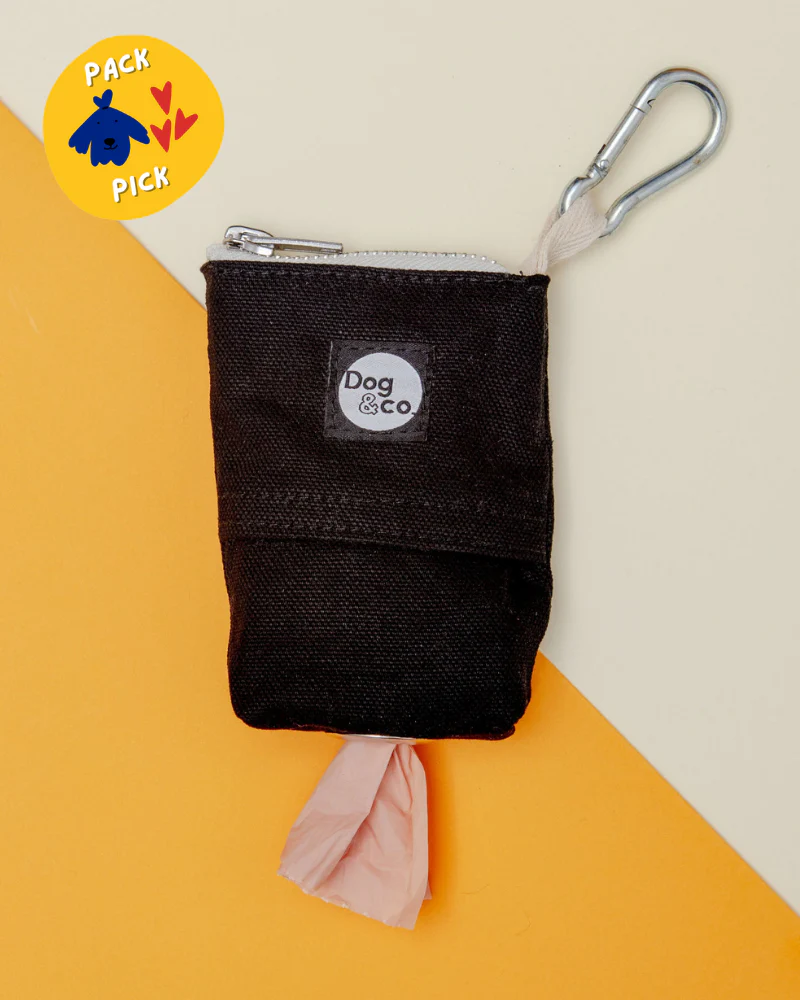 Good Girl Bag Treat + Poop Bag Holder in Black Canvas with Natural Trim - Image 4