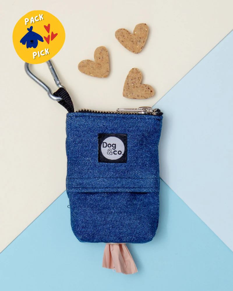 Good Girl Bag Treat + Poop Bag Holder in Denim + Black (Made in NYC)