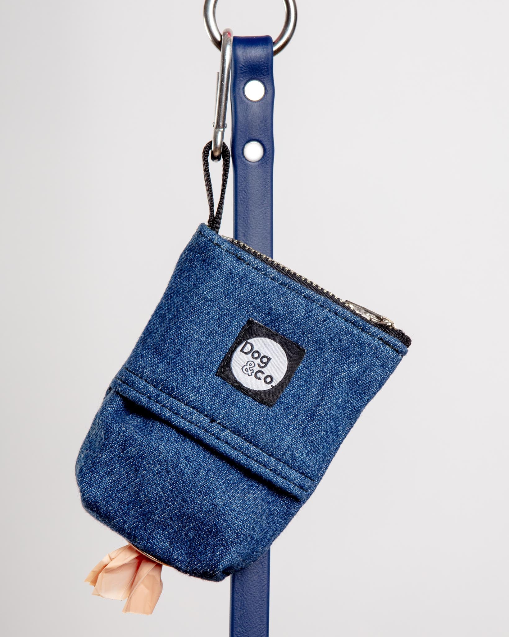 Good Girl Bag Treat + Poop Bag Holder in Denim + Black (Made in NYC) - Image 2