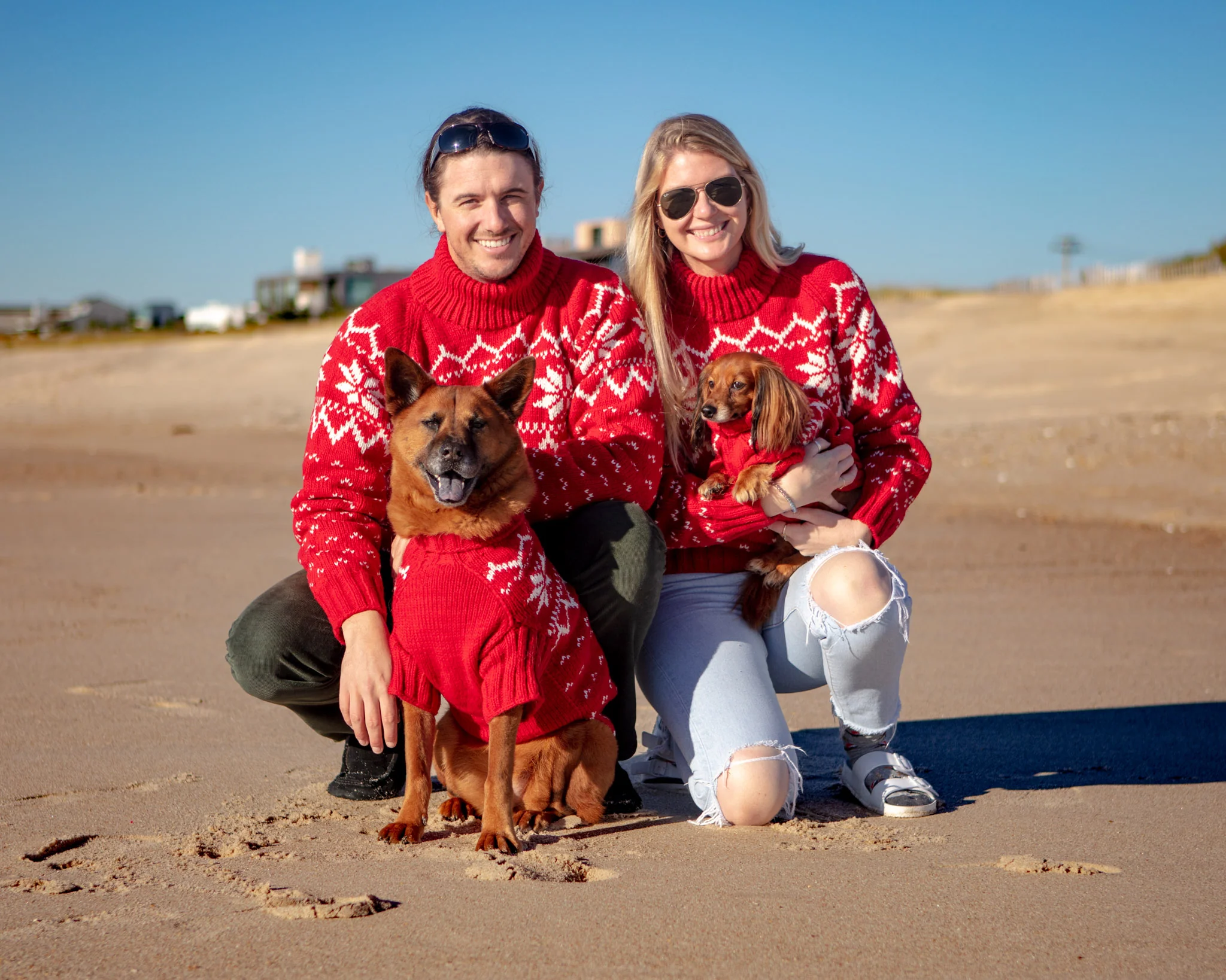 Warm-All-Winter Happy Hand Knit Human Snowflake Sweater in Red (FINAL SALE) - Image 3