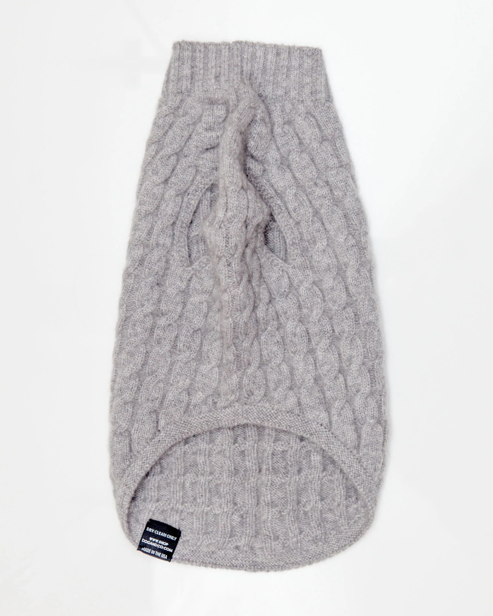 The Topo Cashmere Cable Knit Dog Sweater in Brume Grey (Made in NYC) - Image 3