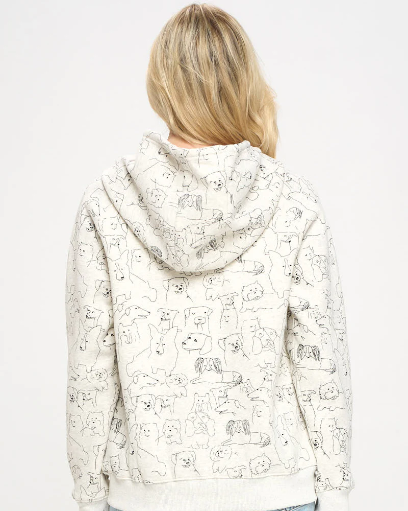 Dog Print Human Zip Up Hoodie in Grey (FINAL SALE) - Image 4