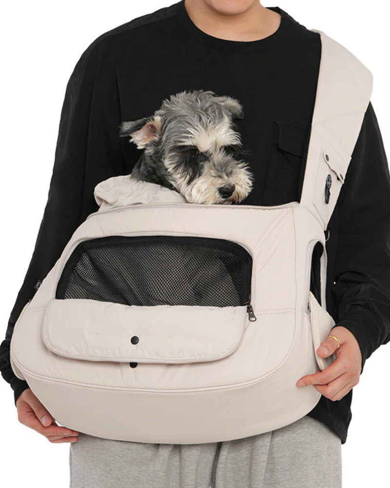 Crossbody Sling Dog Carrier Bag in Black, Beige or Olive (Airline Approved) - Image 3