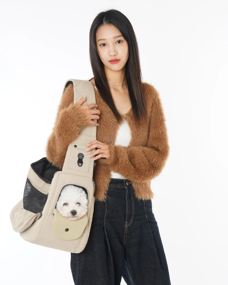Crossbody Sling Dog Carrier Bag in Black, Beige or Olive (Airline Approved) - Image 4