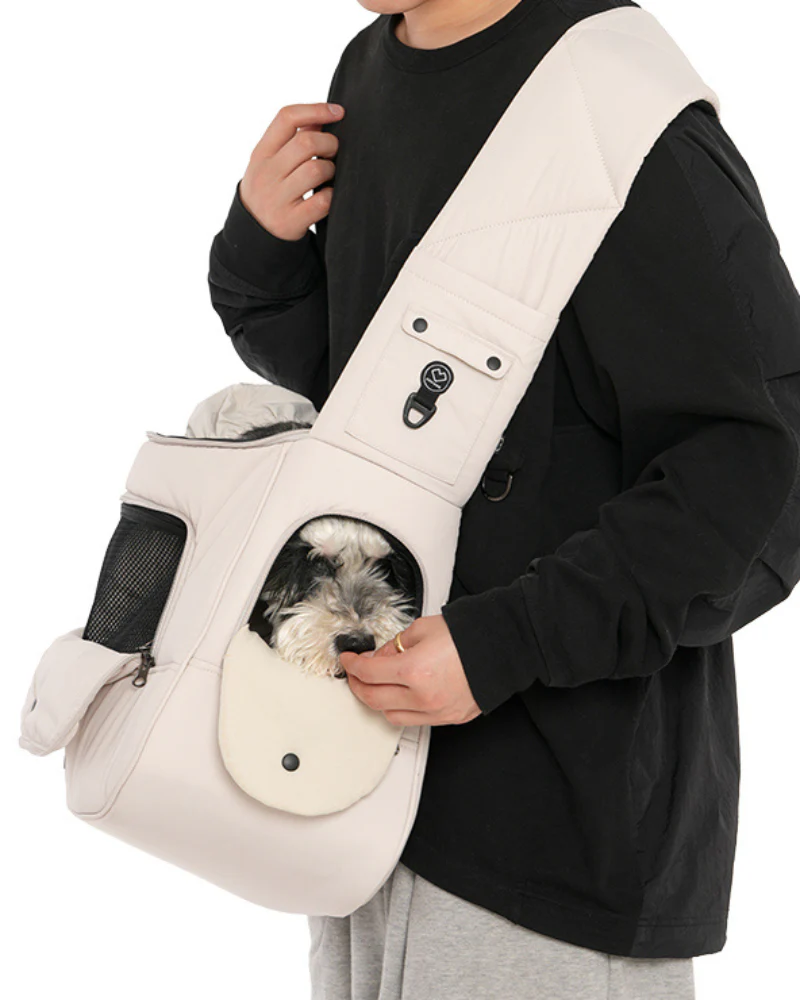 Crossbody Sling Dog Carrier Bag in Black, Beige or Olive (Airline Approved) - Image 5