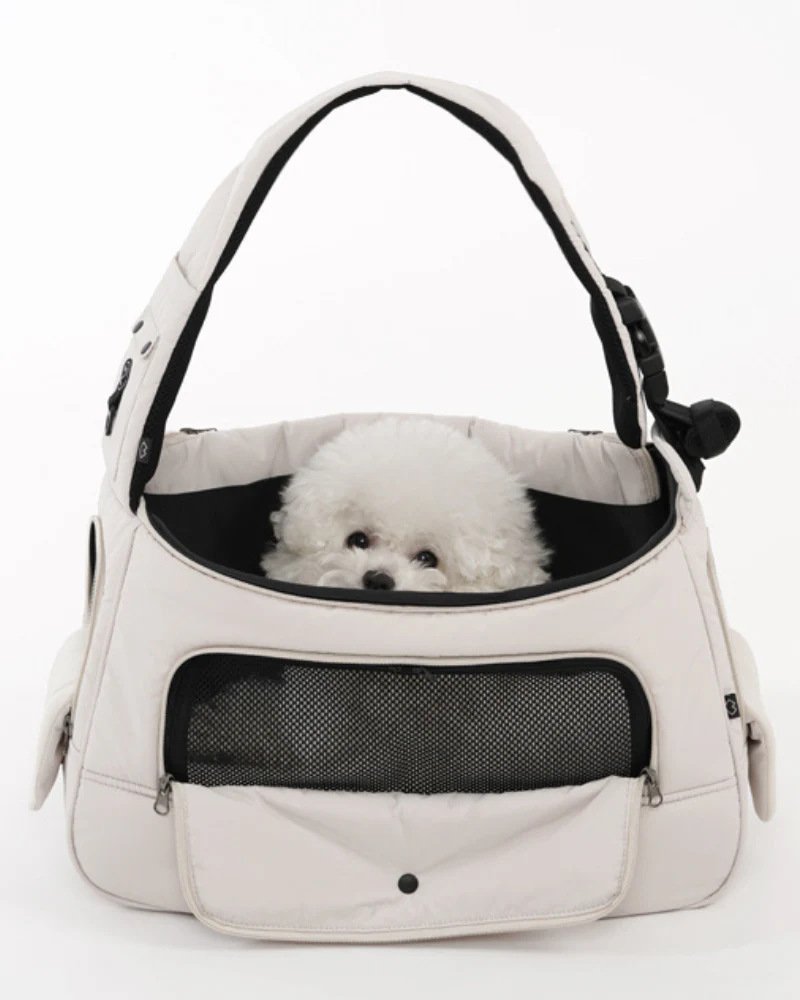 Crossbody Sling Dog Carrier Bag in Black, Beige or Olive (Airline Approved) - Image 6