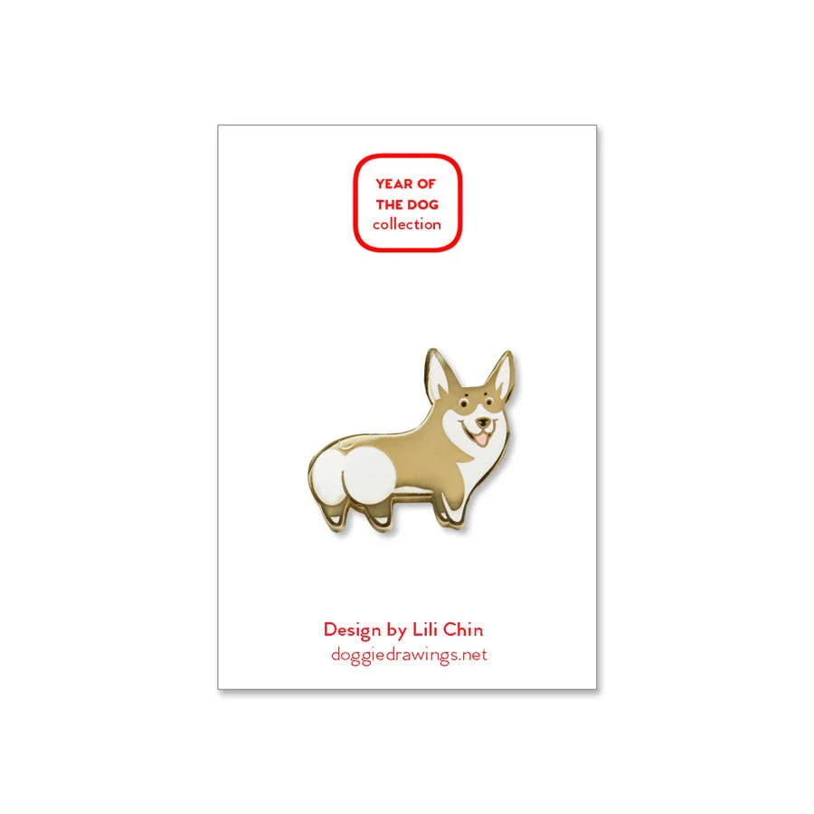 DOGGIE DRAWINGS | Corgi Enamel Pin - Image 2