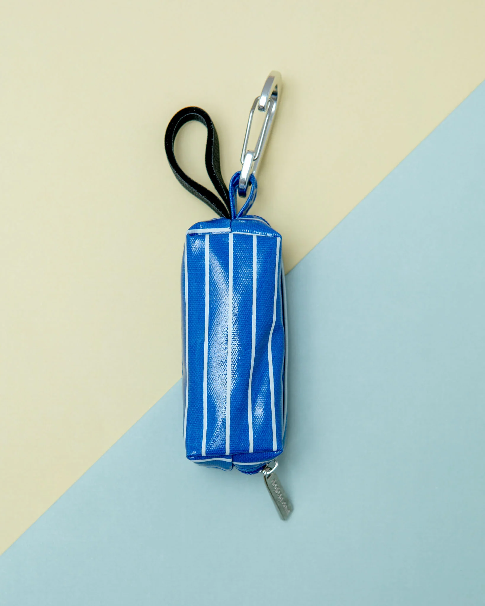 True Blue with White Stripes Dog Waste Bag Dispenser - Image 2