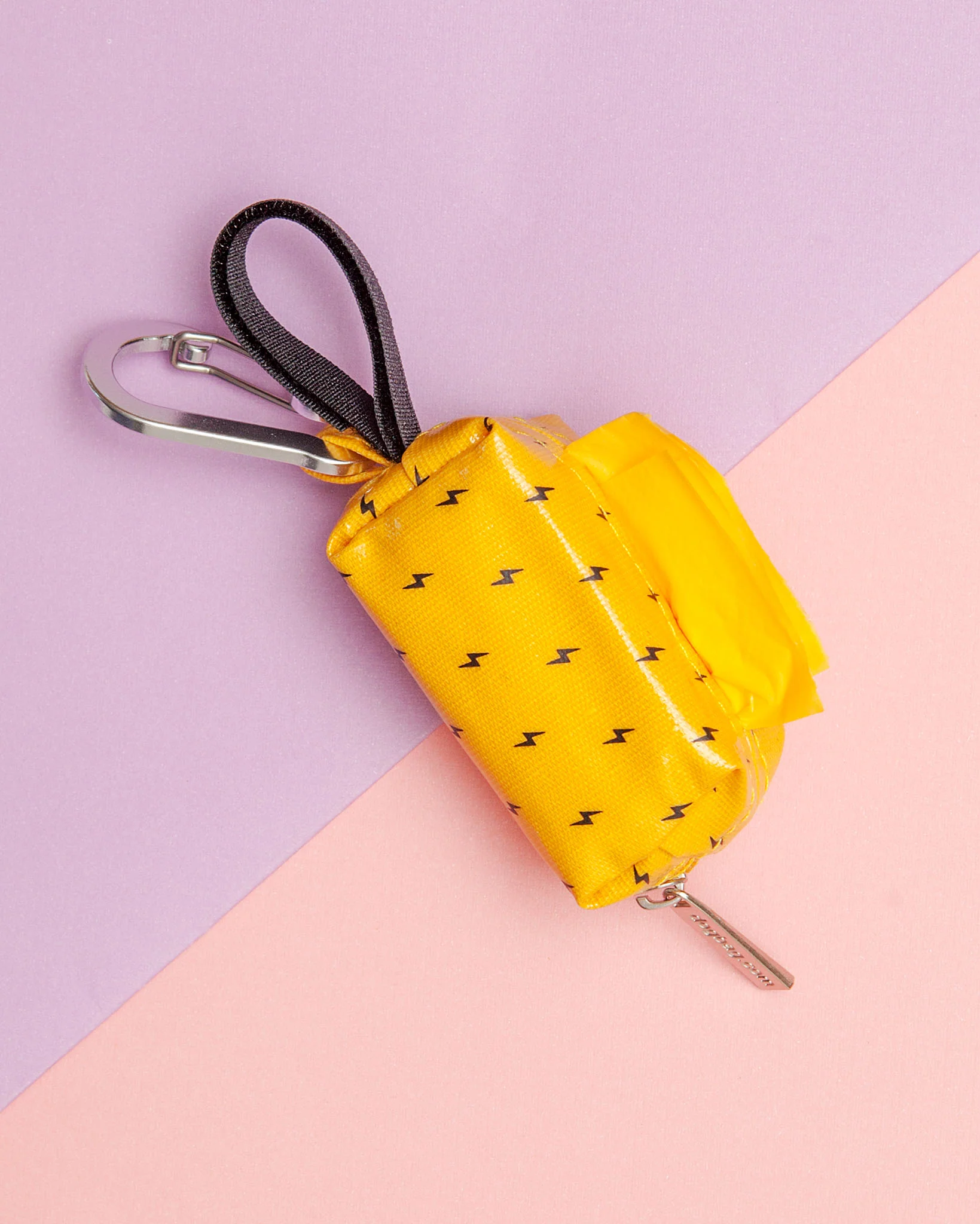 Yellow with Black Bolts Waste Bag Dispenser