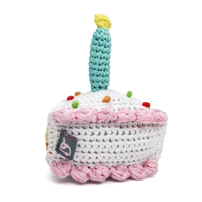 Birthday Cake Squeaky Knit Dog Toy - Image 6