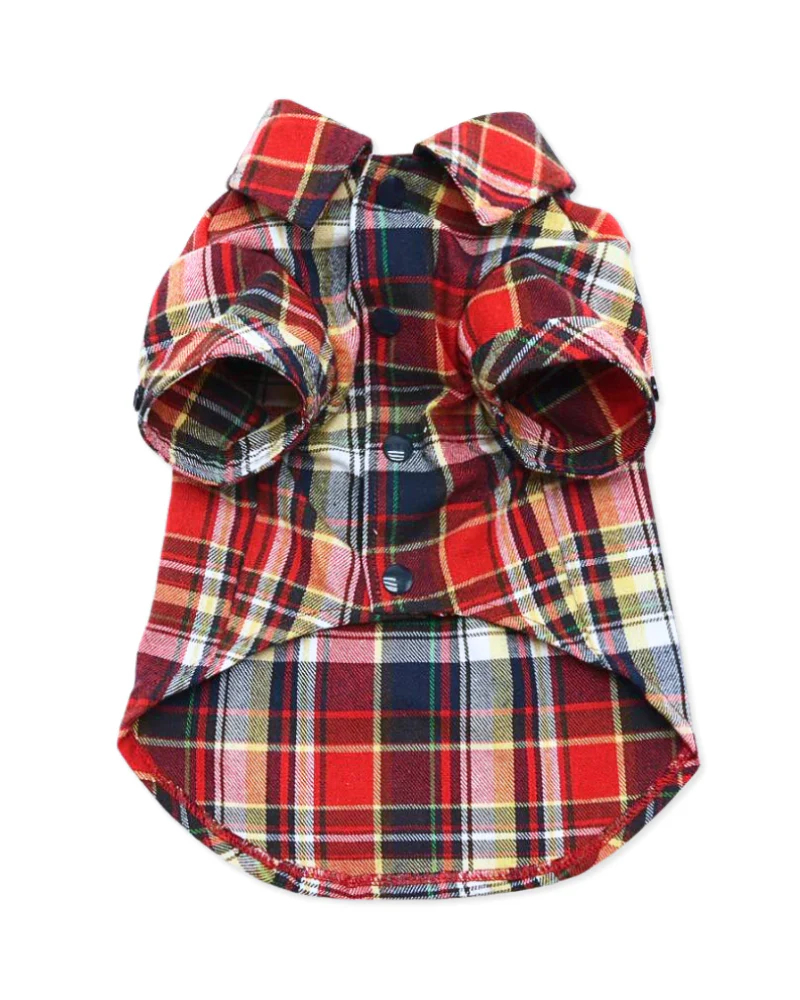 Flannel Plaid Button Down Shirt in Red (FINAL SALE) - Image 2