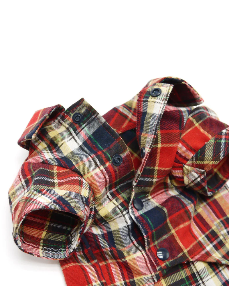 Flannel Plaid Button Down Shirt in Red (FINAL SALE) - Image 5