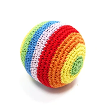 Rainbow Ball Knit Squeaky Dog Toy - Image 2