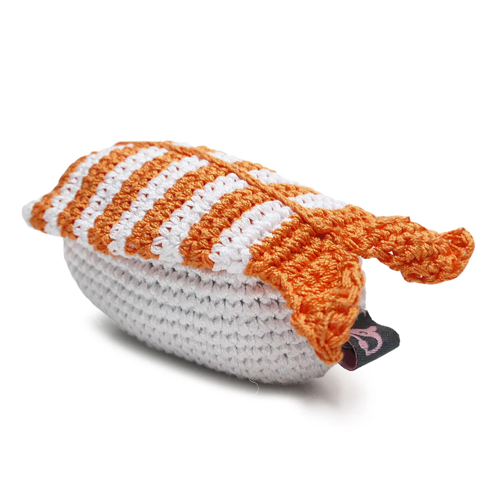 Shrimp Sushi Squeaky Knit Dog Toy - Image 3