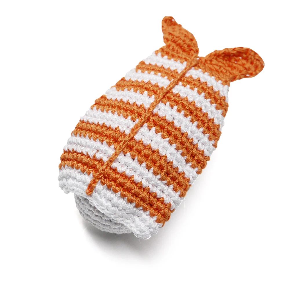 Shrimp Sushi Squeaky Knit Dog Toy - Image 4