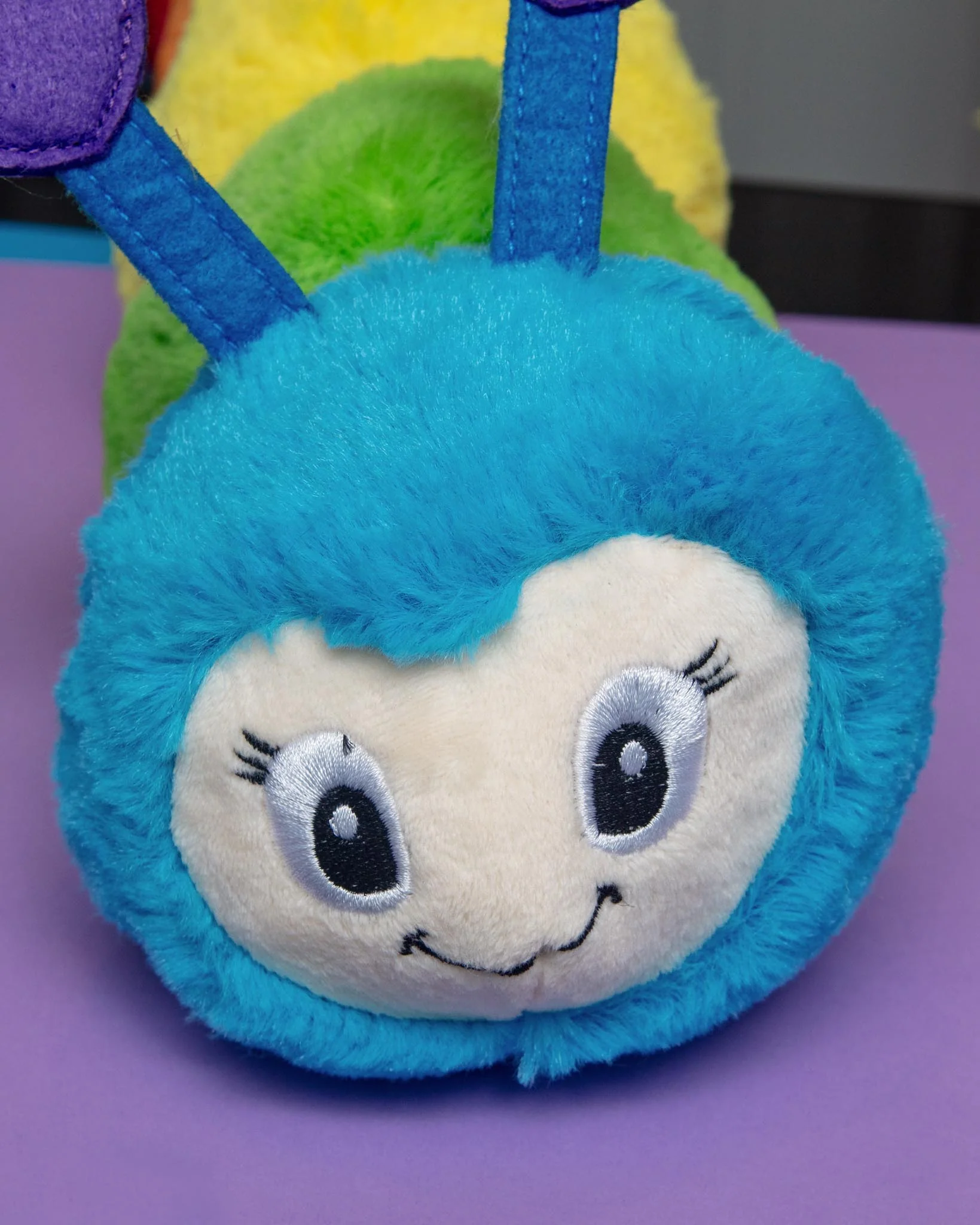 Don't Bug Me Rainbow Caterpillar Squeaky Plush Dog Toy - Image 2