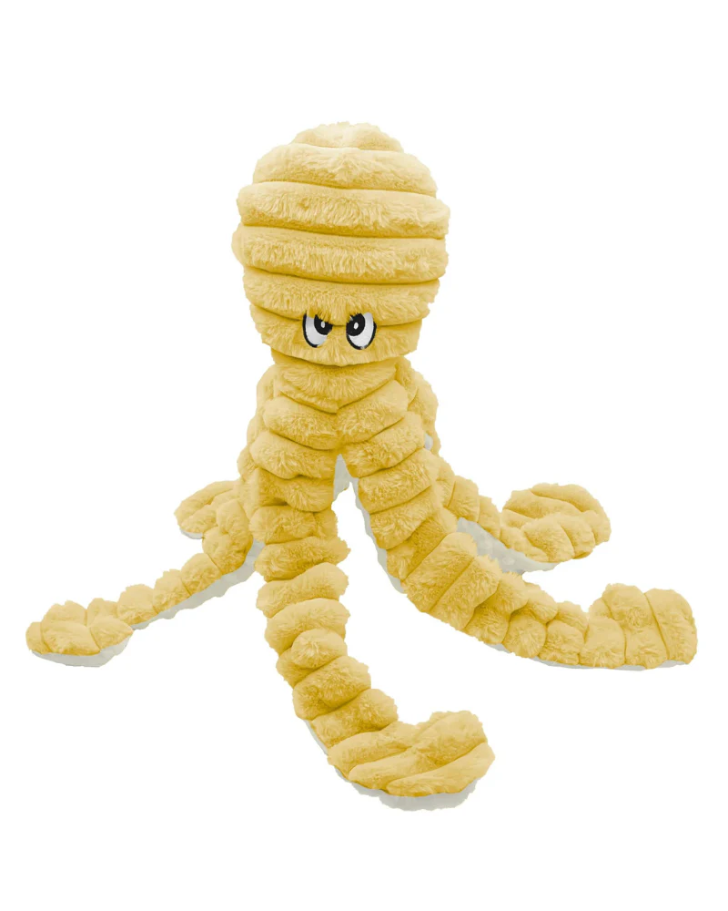 Dotty the Octopus Squeaky Plush Dog Toy in Yellow (26") - Image 2