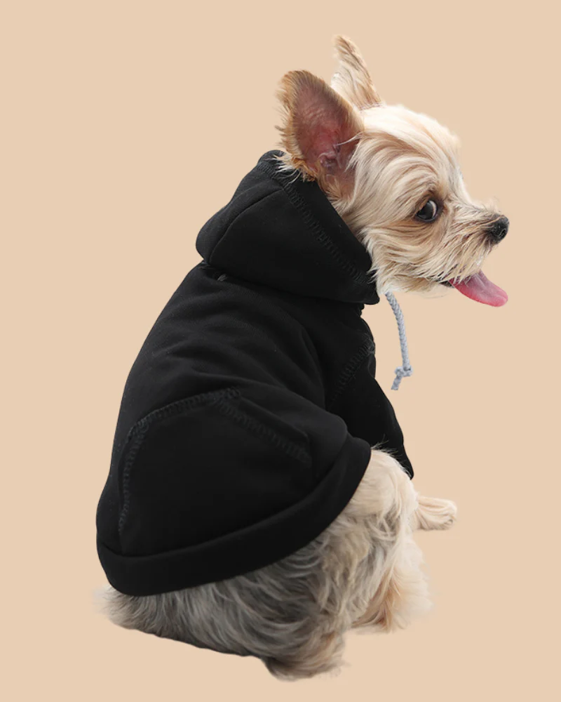 Drawstring Dog Hoodie in Black<br>((FINAL SALE)) - Image 3
