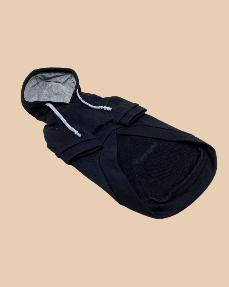Drawstring Dog Hoodie in Black<br>((FINAL SALE)) - Image 4