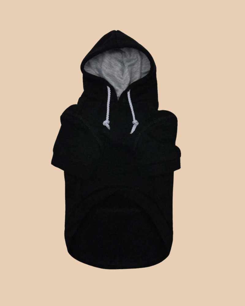 Drawstring Dog Hoodie in Black<br>((FINAL SALE)) - Image 5