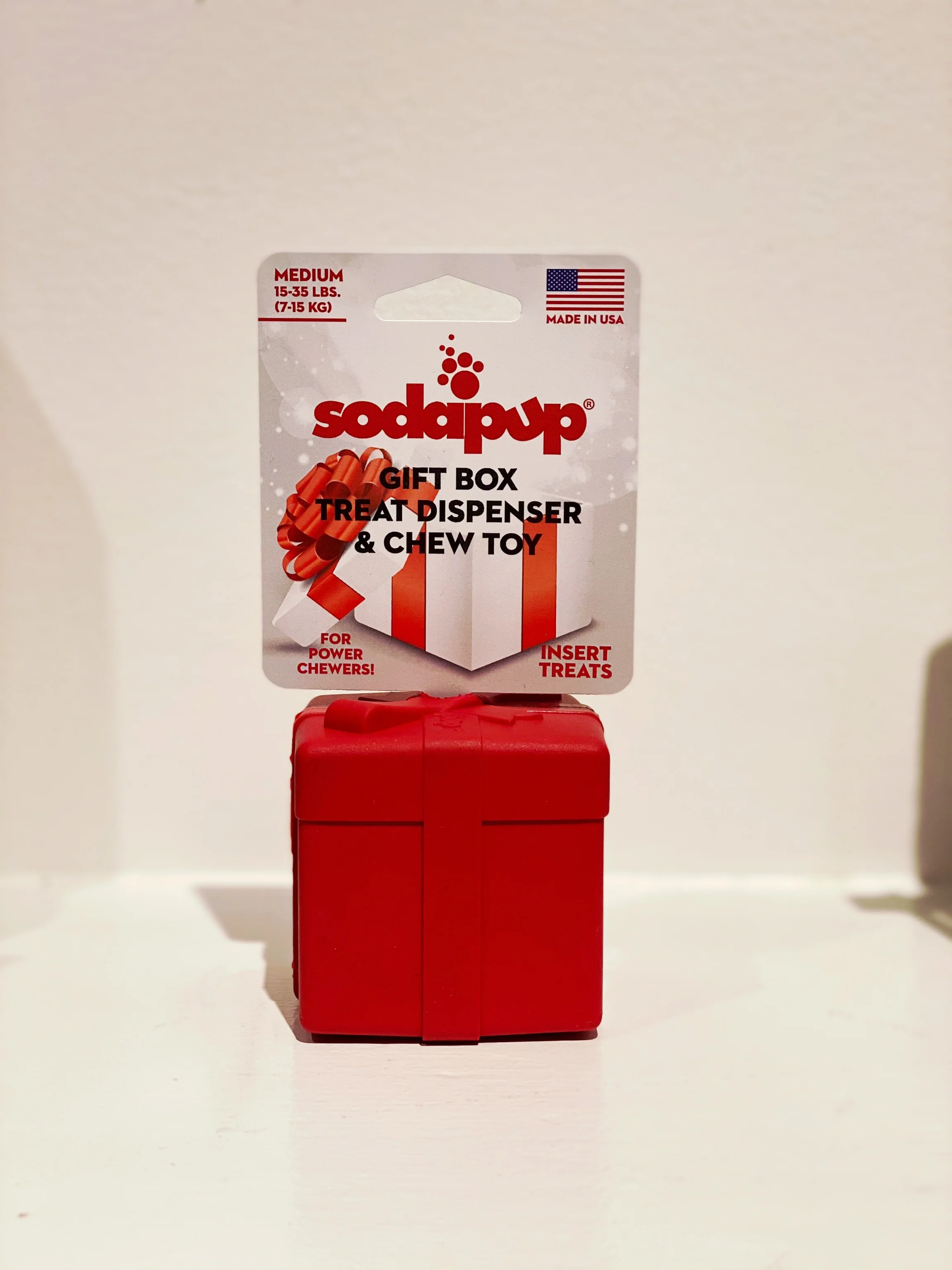 Durable Rubber Gift Box Chew Toy & Dog Treat Dispenser (Made in the USA) - Image 5