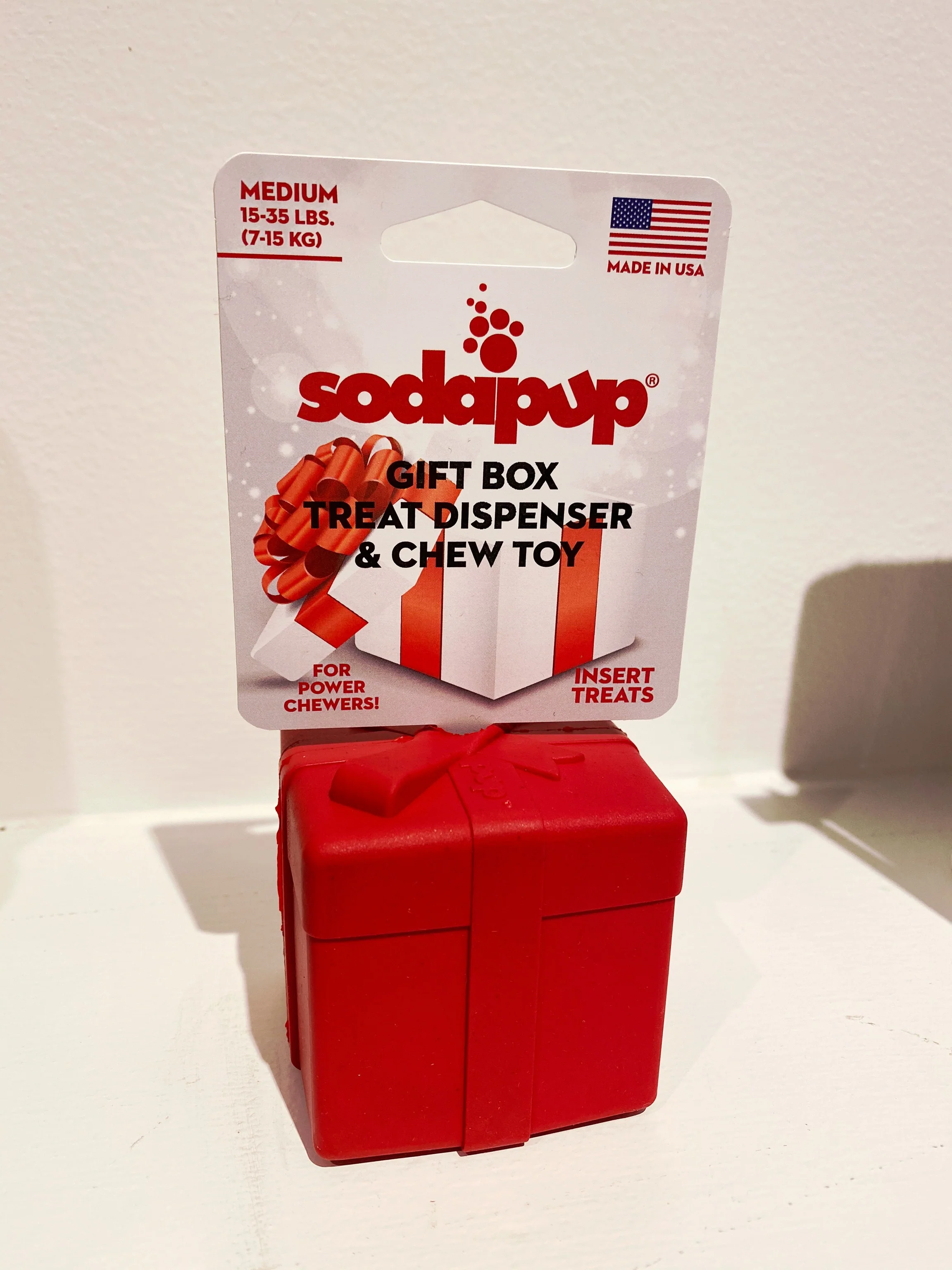 Durable Rubber Gift Box Chew Toy & Dog Treat Dispenser (Made in the USA) - Image 6
