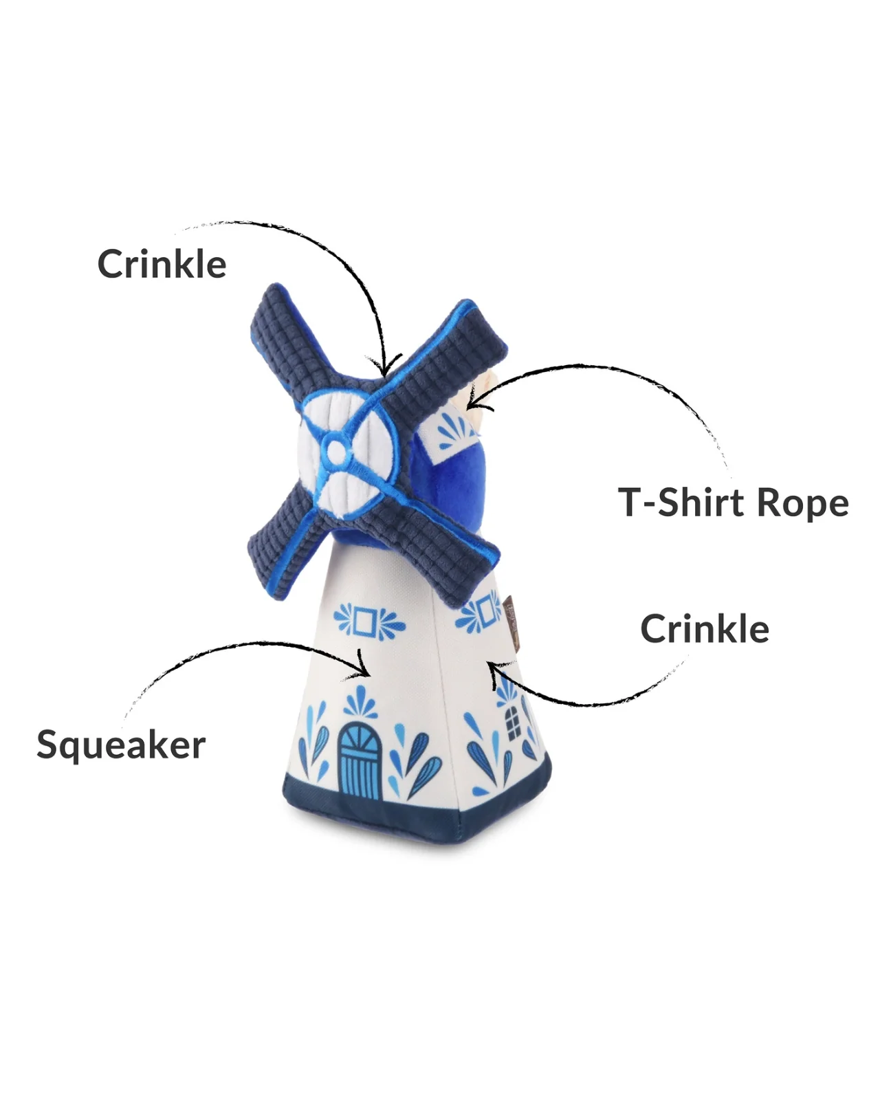 Dutch Windmill Squeaky Crinkle Dog Toy - Image 3