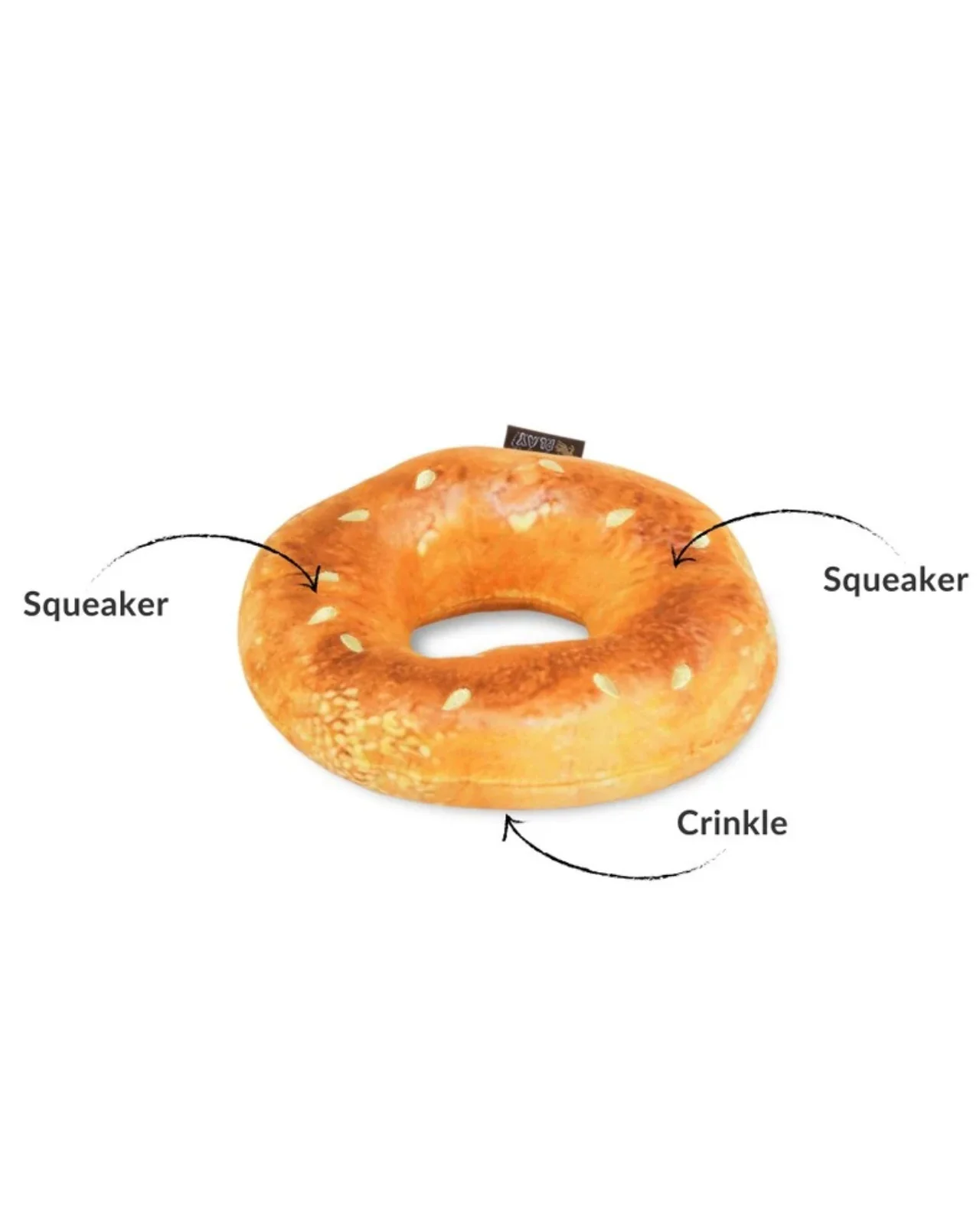 Earth Rated x P.L.A.Y. Montreal Bagel Squeak + Crinkle Dog Toy - Image 4
