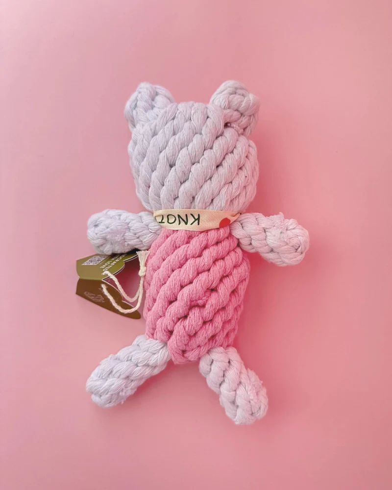 Eco-Friendly Samantha the Pink Bunny Rope Dog Toy - Image 2