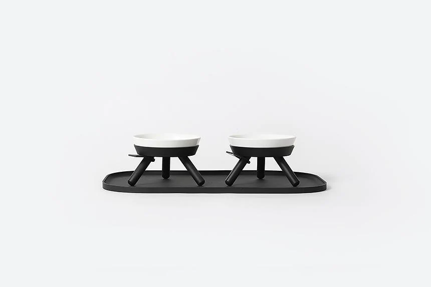 Elevated Ceramic Dog Bowl W/ Stand in Black (Short) - Image 4