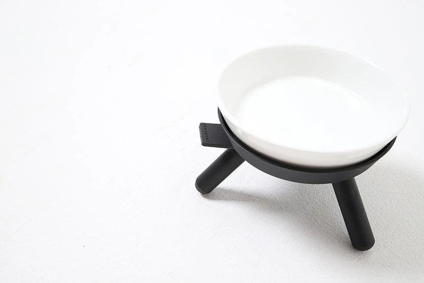 Elevated Ceramic Dog Bowl W/ Stand in Black (Short) - Image 5