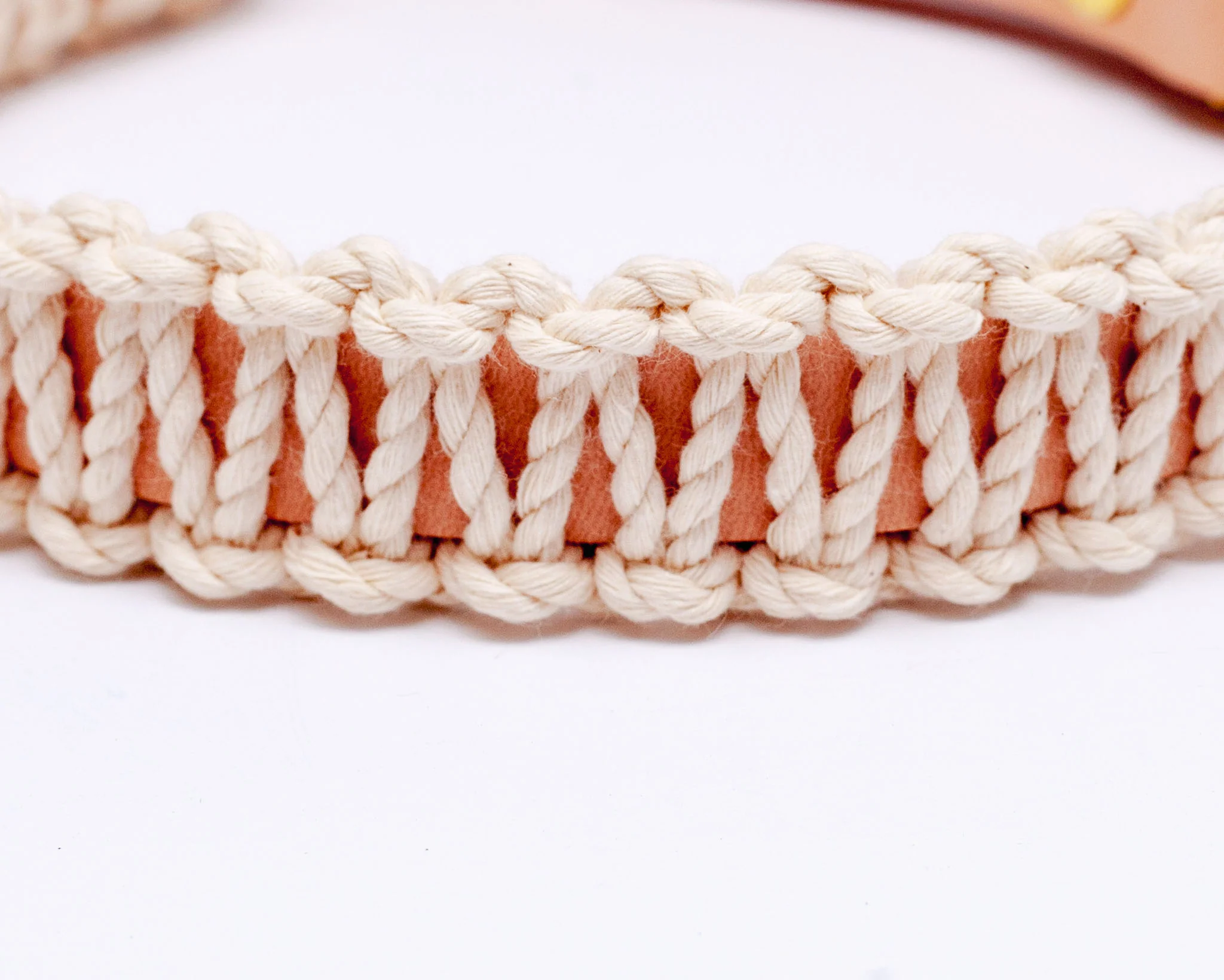 Macrame & Leather Dog Collar in Natural (Made in the USA) (CLEARANCE) - Image 4