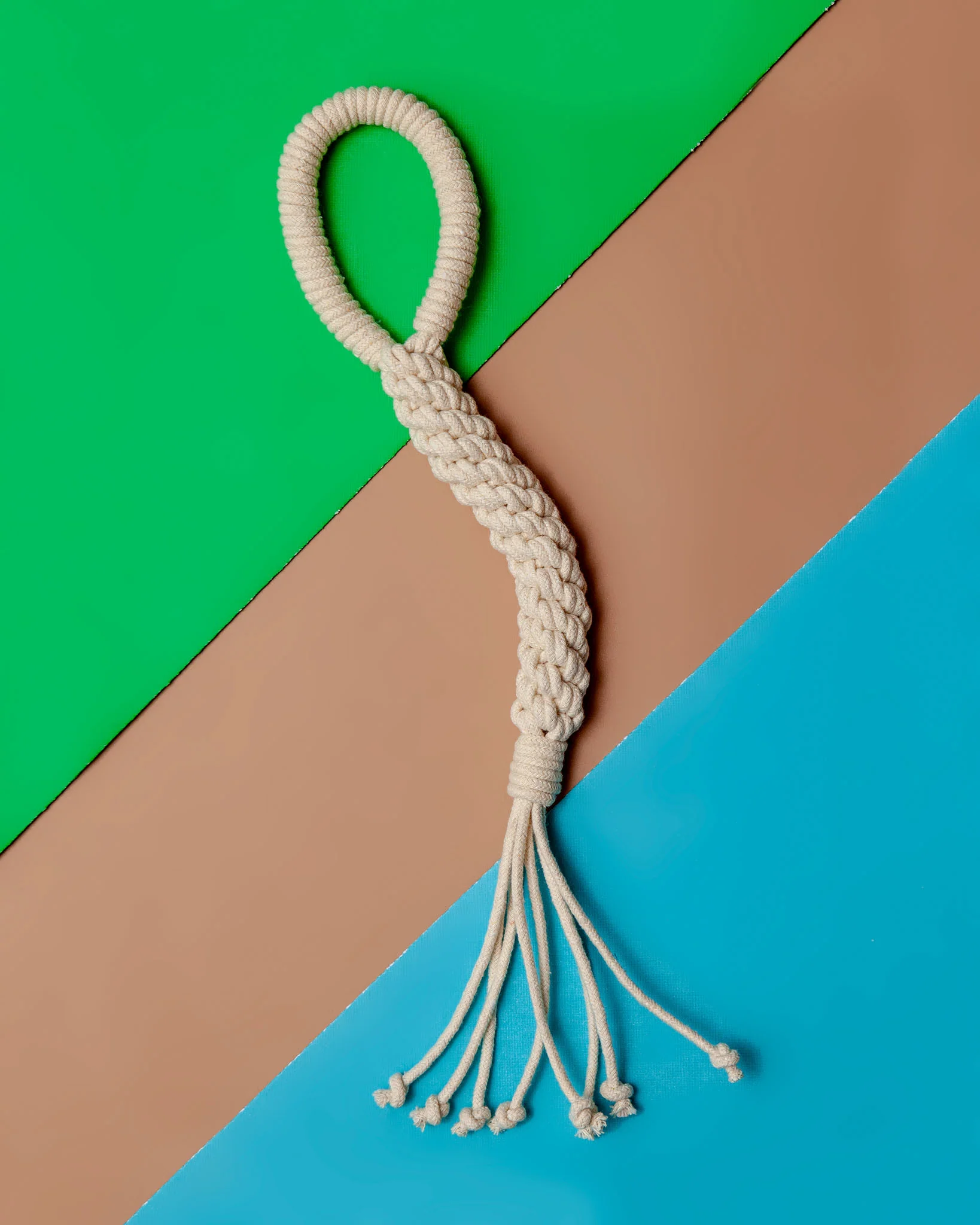 Macrame Rope Cotton Dog Tug Toy in Ivory (Made in the USA)