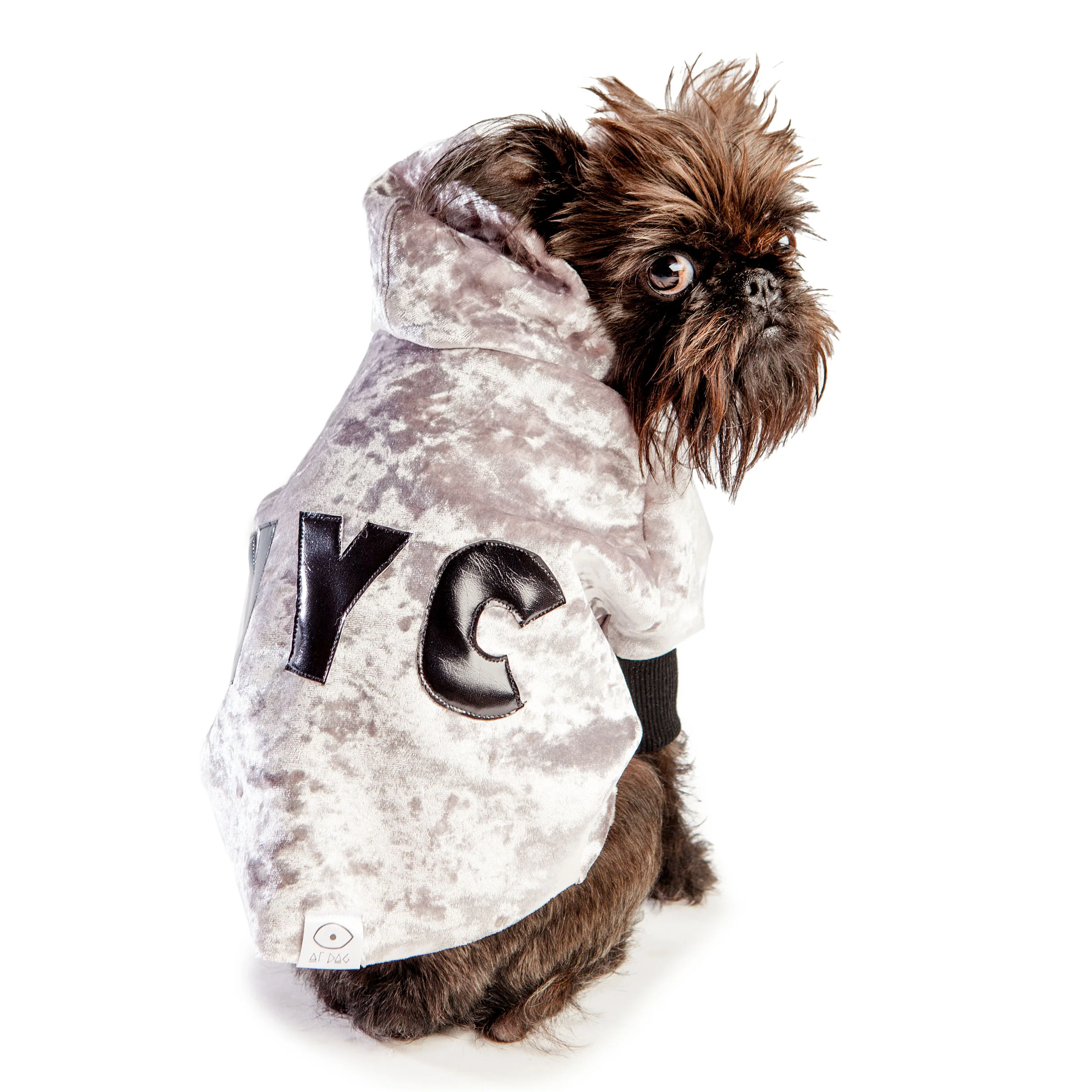 EYE OF DOG | NYC Hoodie in Silver Neoprene Velveteen (DOG & CO. Exclusive)