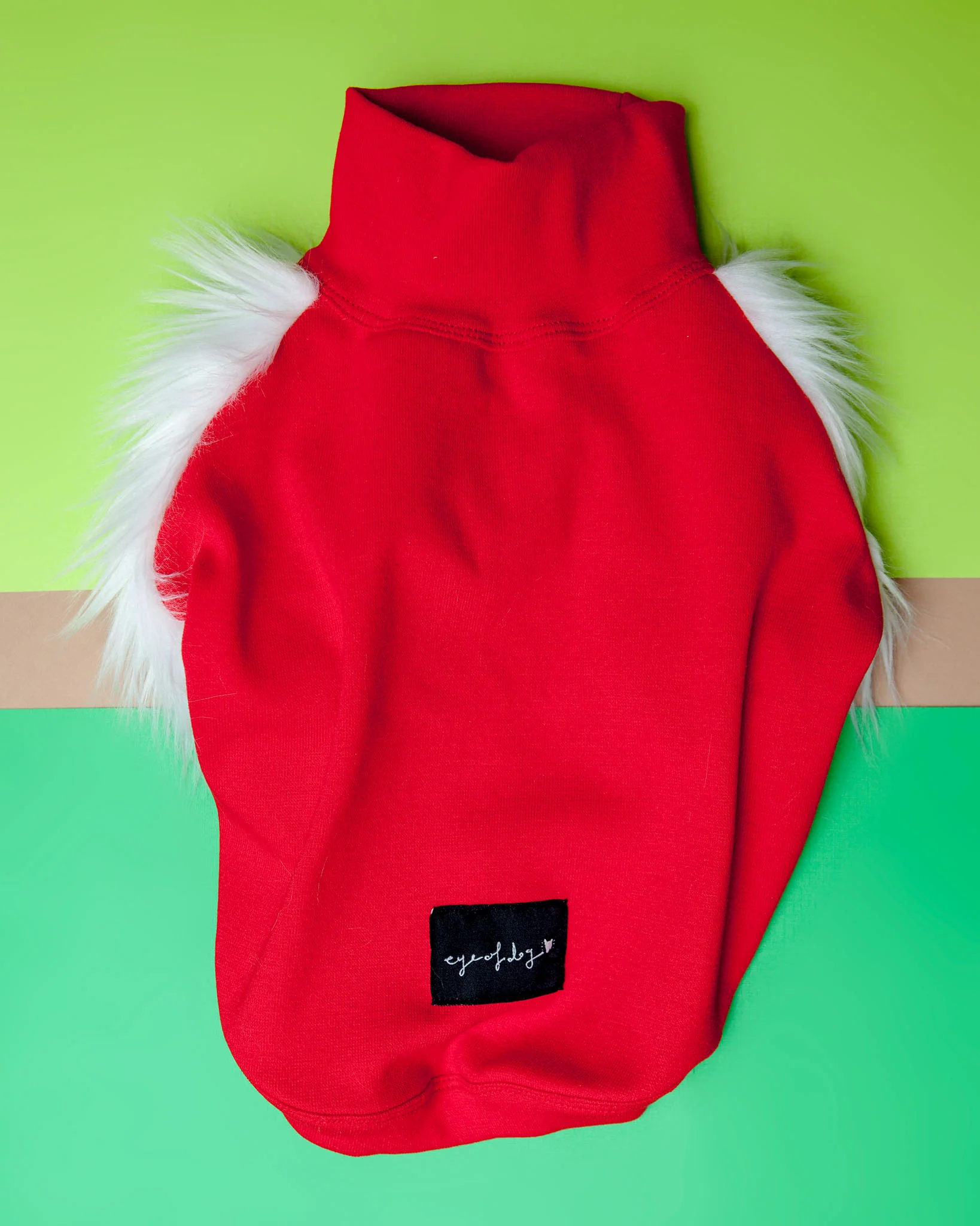 Red & White Faux Fur Dog Top (CLEARANCE)