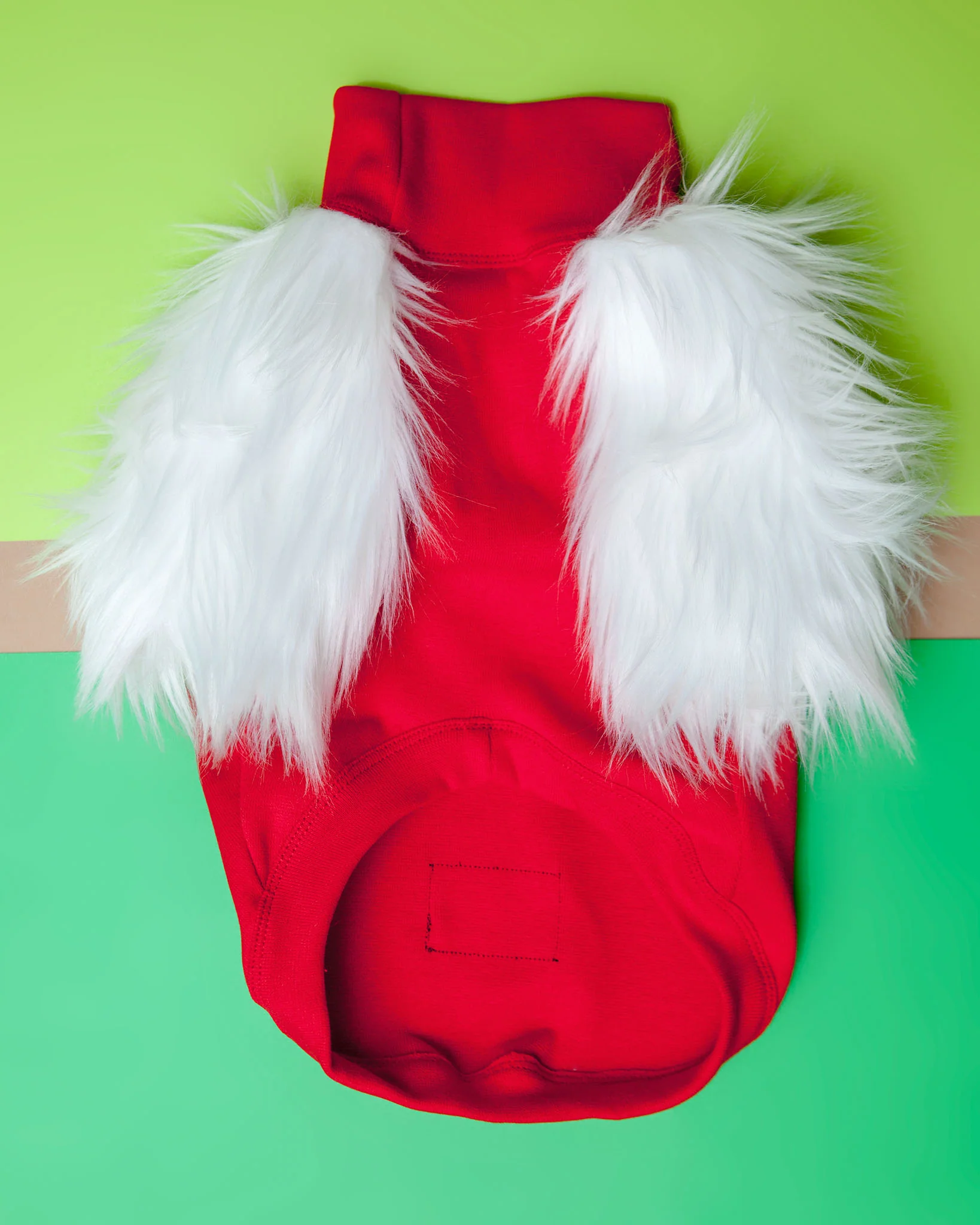 Red & White Faux Fur Dog Top (CLEARANCE) - Image 2
