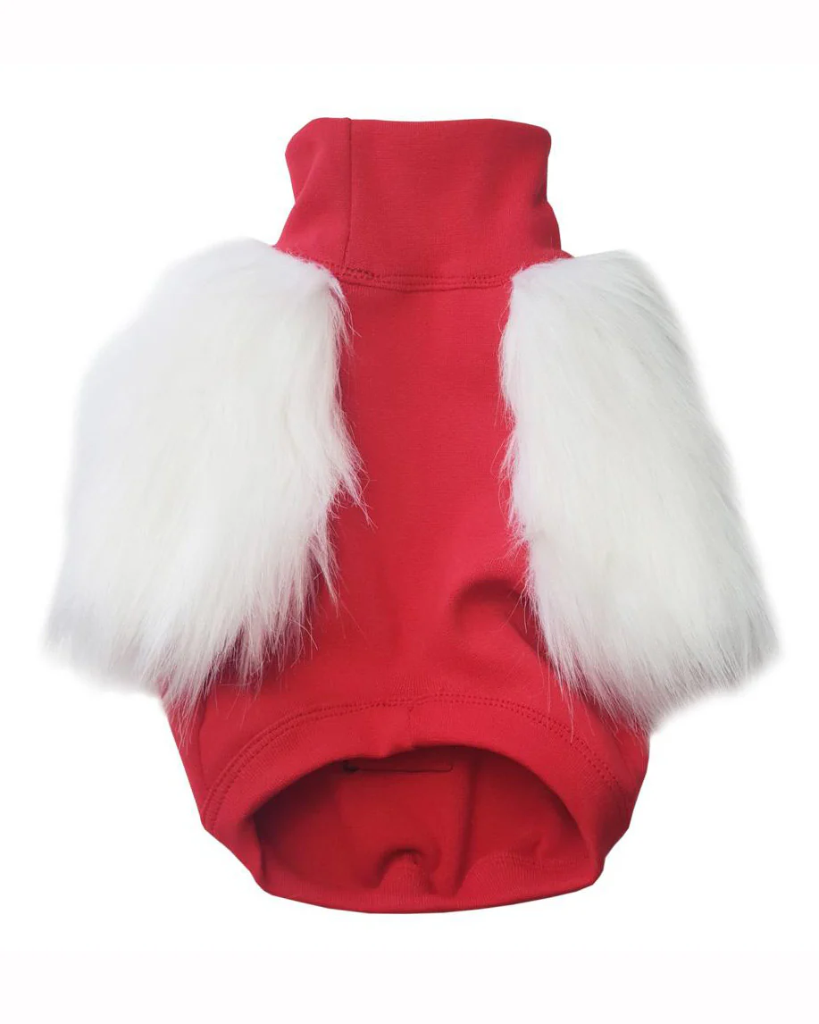 Red & White Faux Fur Dog Top (CLEARANCE) - Image 4
